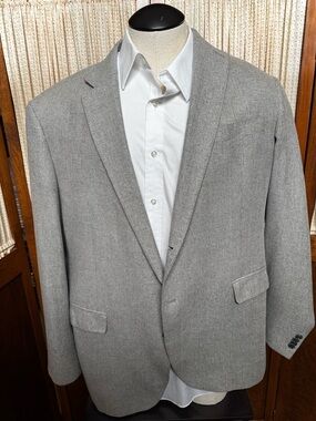 Hart Schaffner Marx 48L Men’s Blazer Gray Herringbone Wool Sport Coat “Chicago”